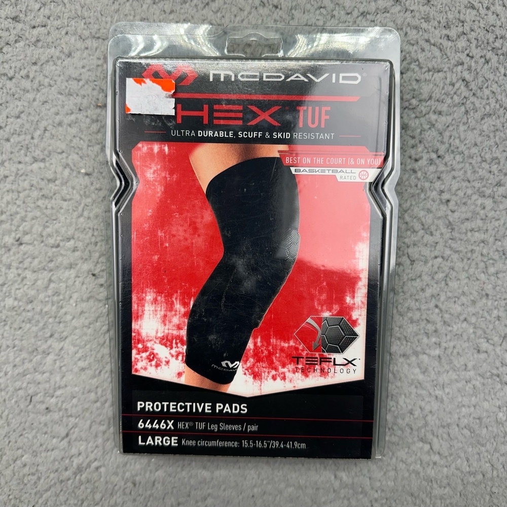 NIP McDavid 6446X Size Large HEX TUF Leg Sleeves Pair Black Protective Knee Pads